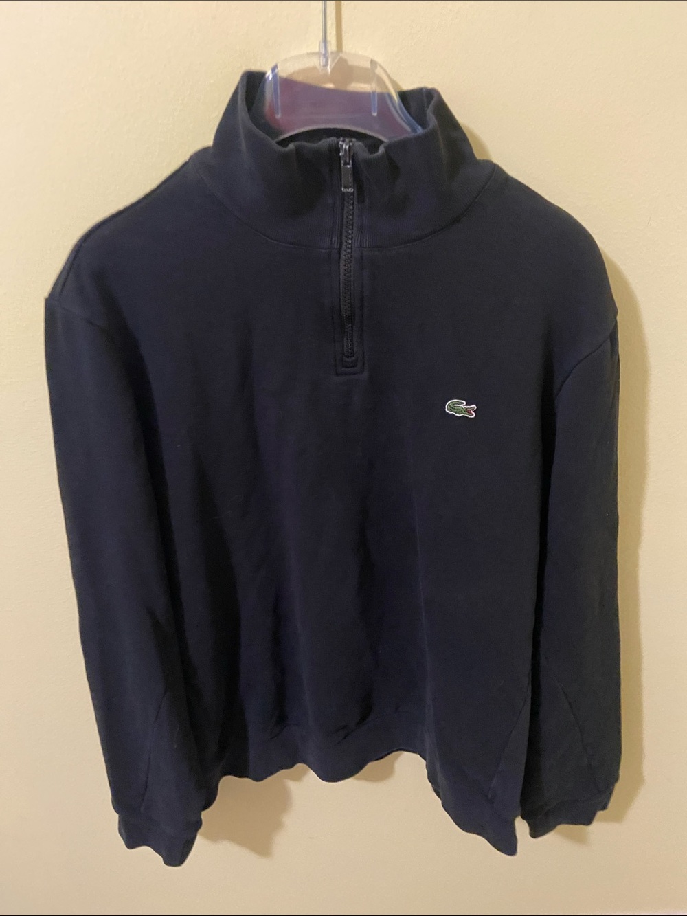 Lacoste Zip-Front Pullover with Green Crocodile Logo